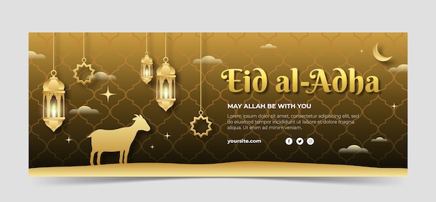 Vettore gratuito gradiente eid al-adha copertina facebook