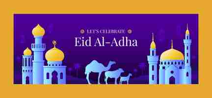 Free vector gradient eid al-adha facebook cover