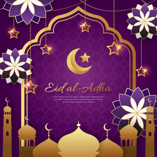 Градиентная иллюстрация ид аль-адха со звездами