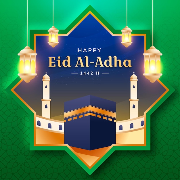 Vettore gratuito gradiente eid al-adha illustrazione