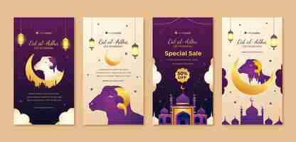 Free vector gradient eid al-adha instagram stories