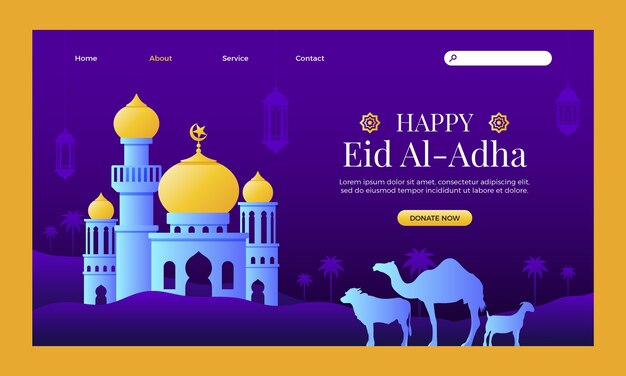 Gradient eid al-adha landing page template