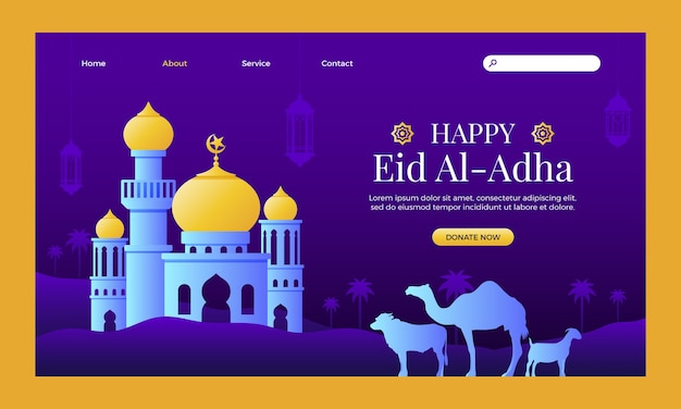 그라디언트 eid al-adha 방문 페이지 템플릿