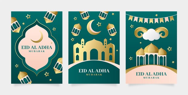 그라디언트 eid al-adha 무바라크 카드 컬렉션