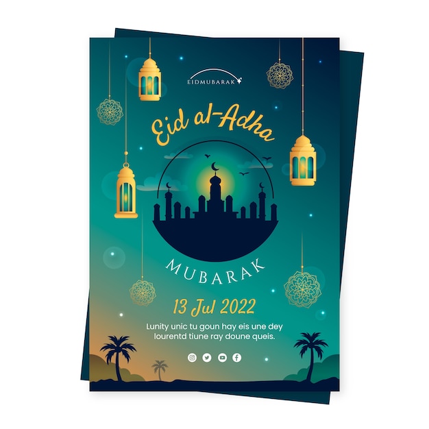 Vettore gratuito poster sfumato eid al-adha