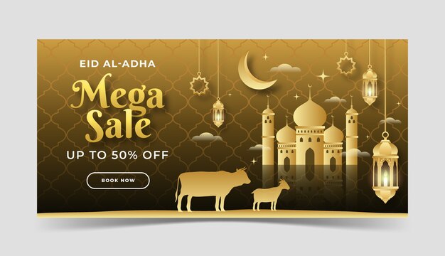 Free vector gradient eid al-adha sale banner