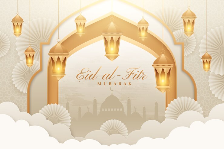  Gradient eid al-fitr background Premium Vector