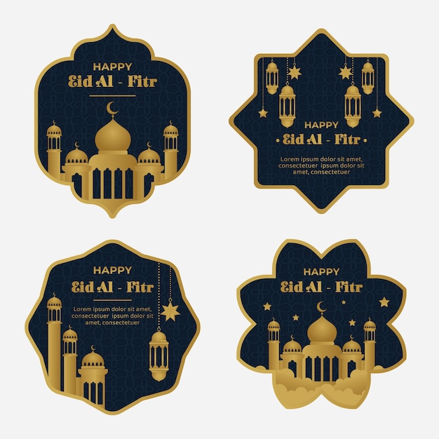 Gradient eid al-fitr badges collection