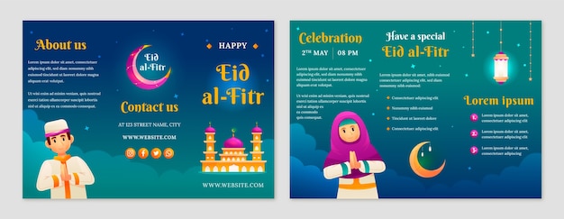 Gradient eid al-fitr brochure template