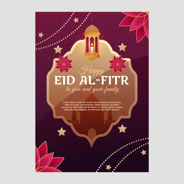 그라데이션 eid al-fitr 인사말 카드 서식 파일