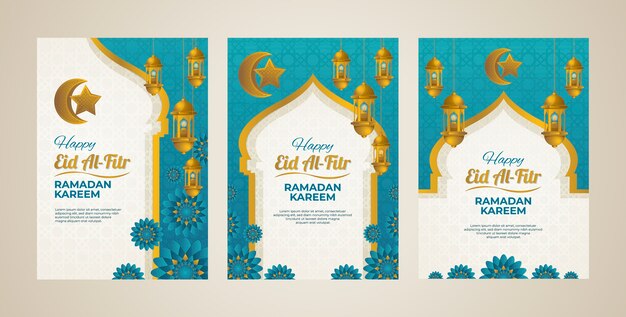 Gradient eid al-fitr greeting card template