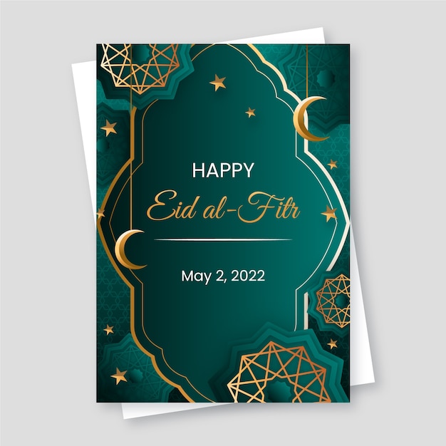 Gradient eid al-fitr greeting card template