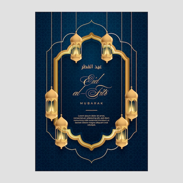 Free vector gradient eid al-fitr greeting card template