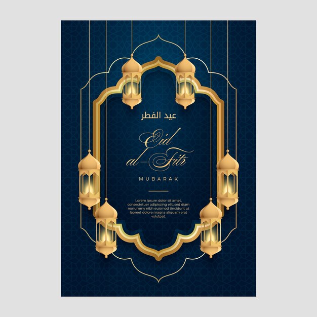 Gradient eid al-fitr greeting card template