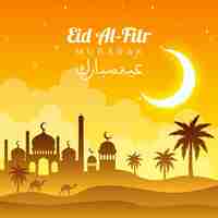 Vettore gratuito gradiente eid al-fitr illustrazione