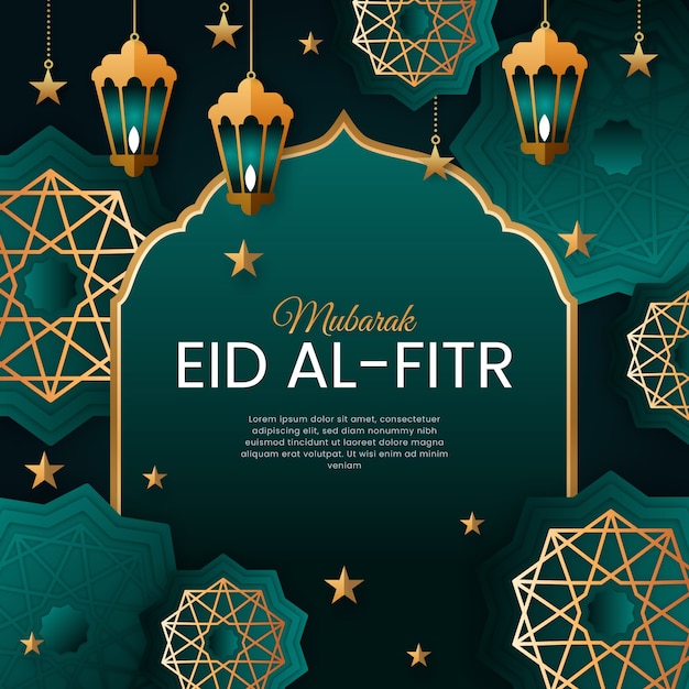 Vettore gratuito gradiente eid al-fitr illustrazione