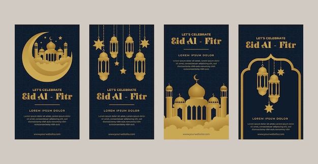 Gradient eid al-fitr 인스타그램 스토리 컬렉션