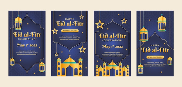 Gradient eid al-fitr 인스타그램 스토리 컬렉션