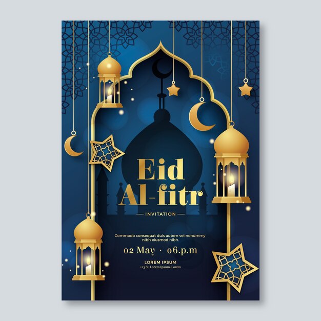 그라디언트 eid al-fitr 초대장 템플릿