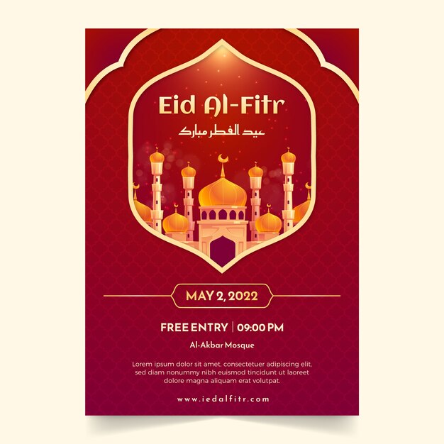 Gradient eid al-fitr poster template