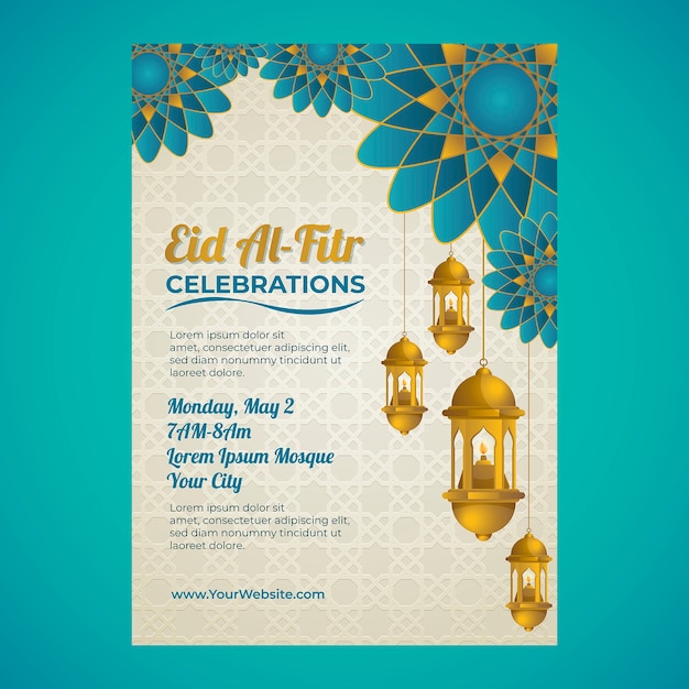 Free vector gradient eid al-fitr poster template