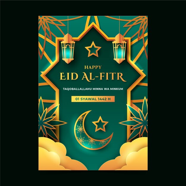 Gradient eid al-fitr poster template