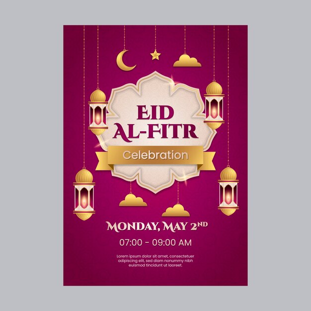 그라디언트 eid al-fitr 포스터 템플릿