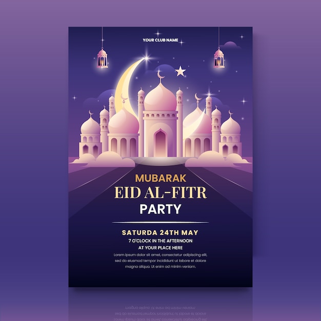 Modello di poster sfumato eid al-fitr