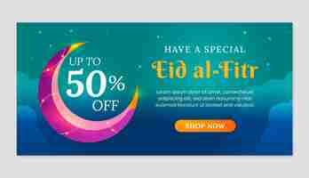 Free vector gradient eid al-fitr sale horizontal banner template