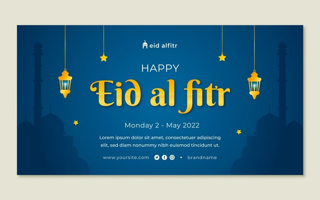 Vettore gratuito modello di post sui social media gradiente eid al-fitr