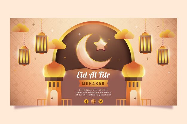 그라데이션 eid al-fitr 소셜 미디어 게시물 템플릿