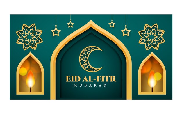 Gradient eid al-fitr social media post template