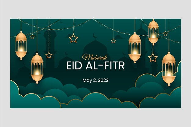 그라데이션 eid al-fitr 소셜 미디어 게시물 템플릿