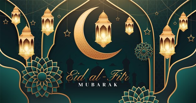 그라데이션 eid al-fitr 소셜 미디어 게시물 템플릿