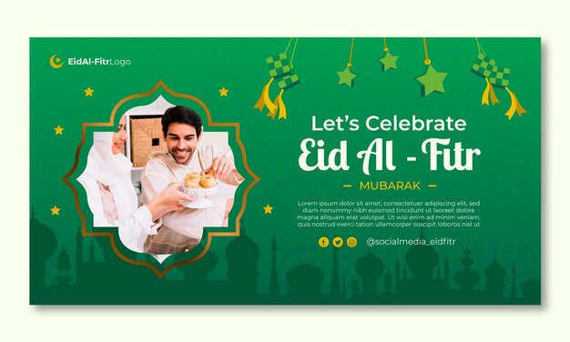 gradient eid al-fitr social media promo template