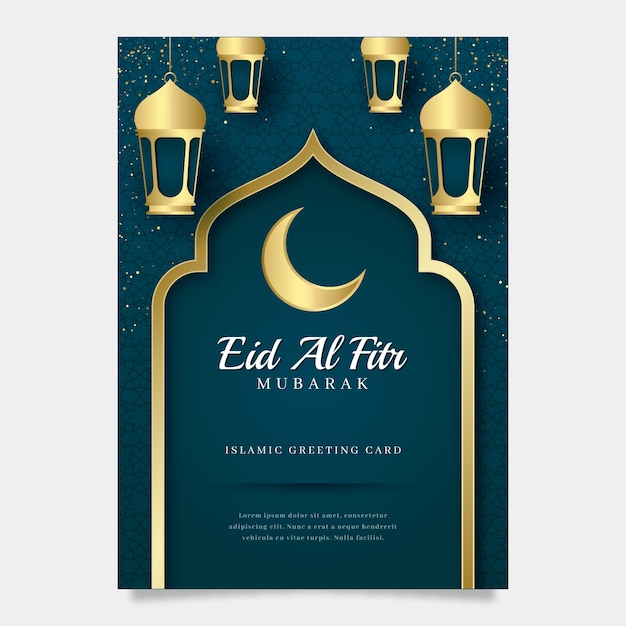 Vettore gratuito modello di poster verticale sfumato eid al-fitr