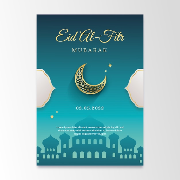 Gradient eid al-fitr vertical poster template