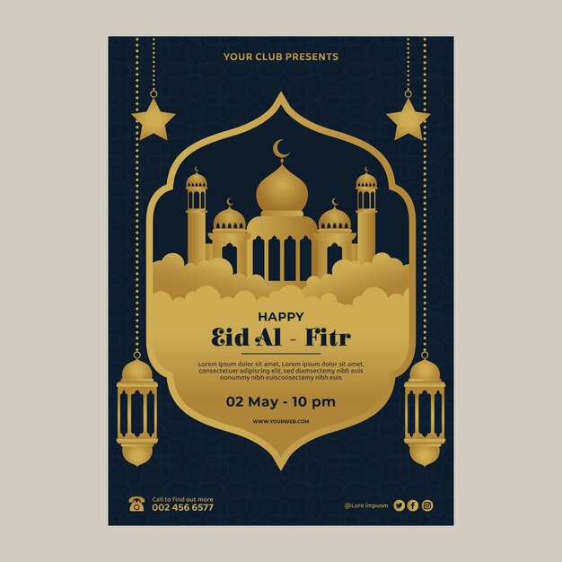 그라데이션 eid al-fitr 세로 포스터 템플릿