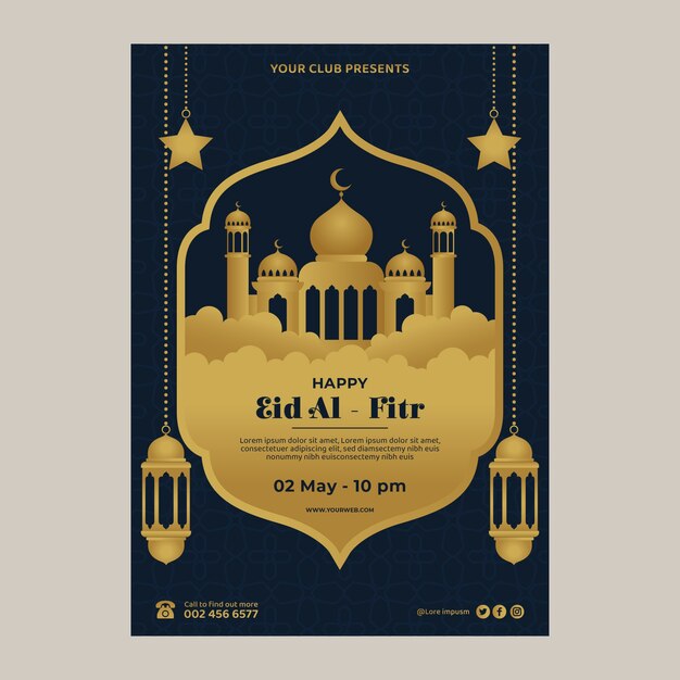 Gradient eid al-fitr vertical poster template