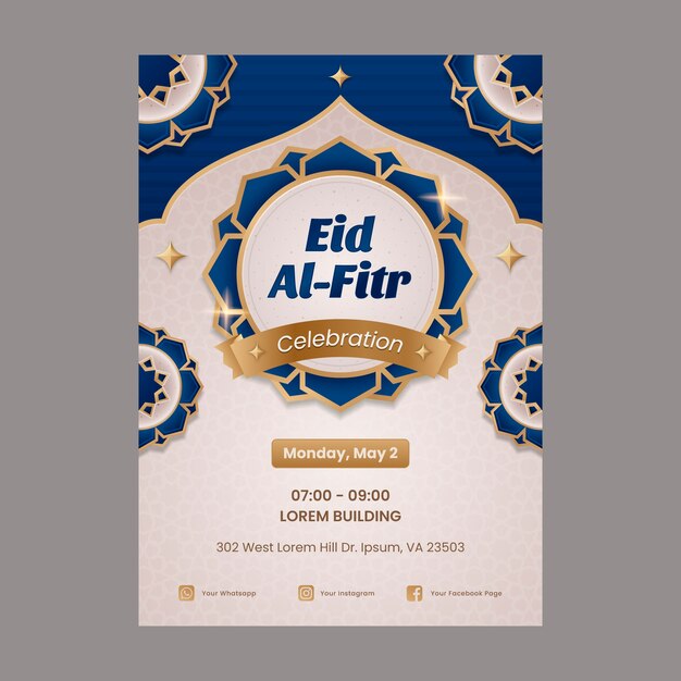 Gradient eid al-fitr vertical poster template