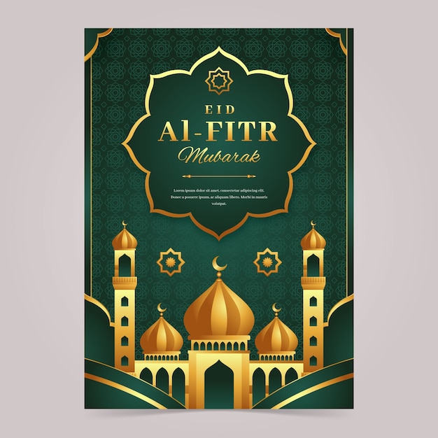 Free vector gradient eid al-fitr vertical poster template