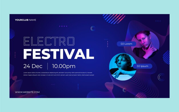 Gradient electronic music festival social media post template