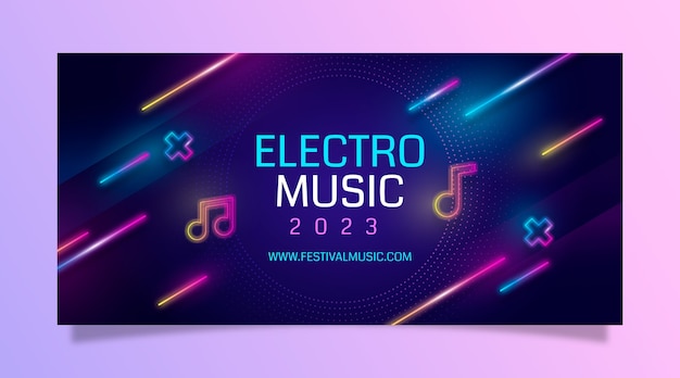 Modello di banner orizzontale di musica elettronica gradiente