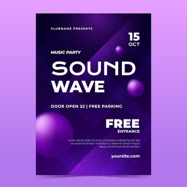 Free vector gradient electronic music invitation