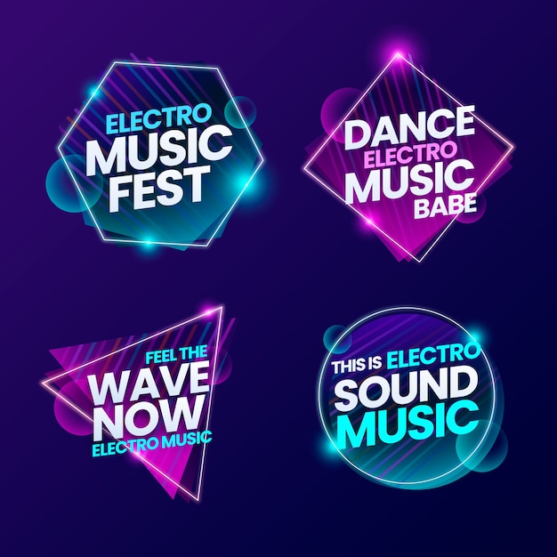 Free vector gradient electronic music labels