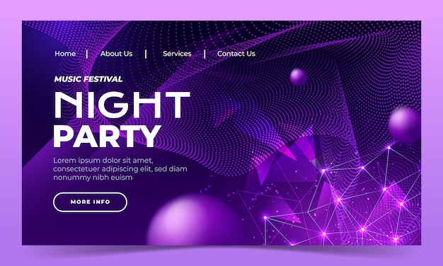 Free vector gradient electronic music landing page