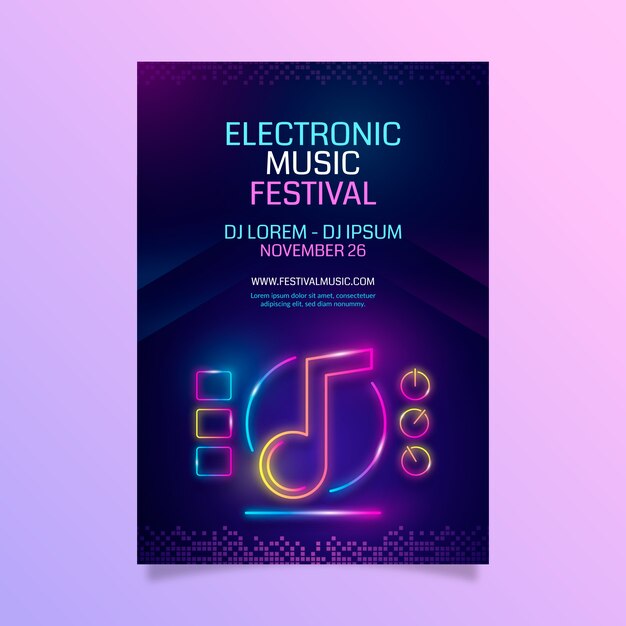 Gradient electronic music poster template