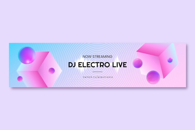 Free vector gradient electronic music twitch banner template