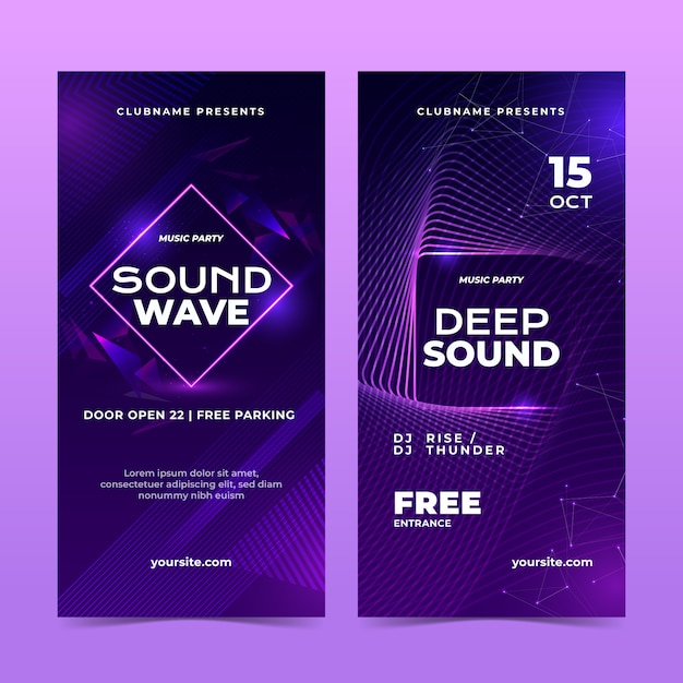 Free vector gradient electronic music vertical banner