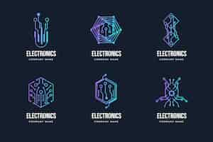 Free vector gradient electronics logo collection